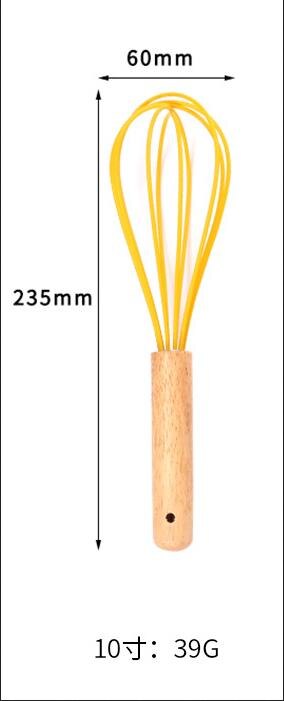 Batidor giratorio de madera de silicona Manual para huevos, mezclador Mini de plástico para cocina, batidor de huevos, herramienta para hornear, agitador de silicona respetuoso con el medio ambiente: M