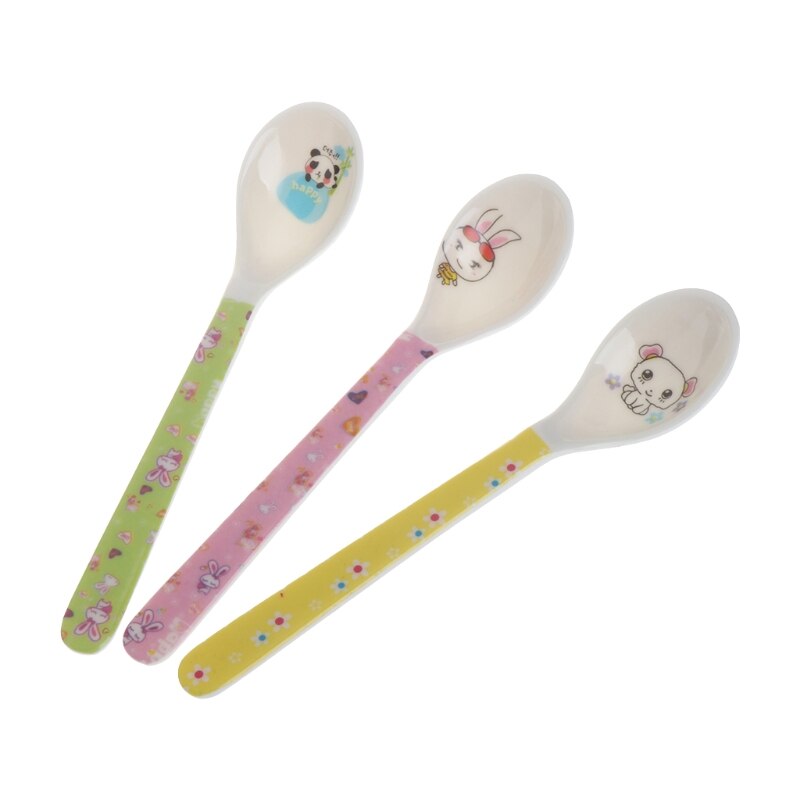 2Pcs Cartoon Baby Kids Feeding Lepel Melamine Baby Lepel Bestek