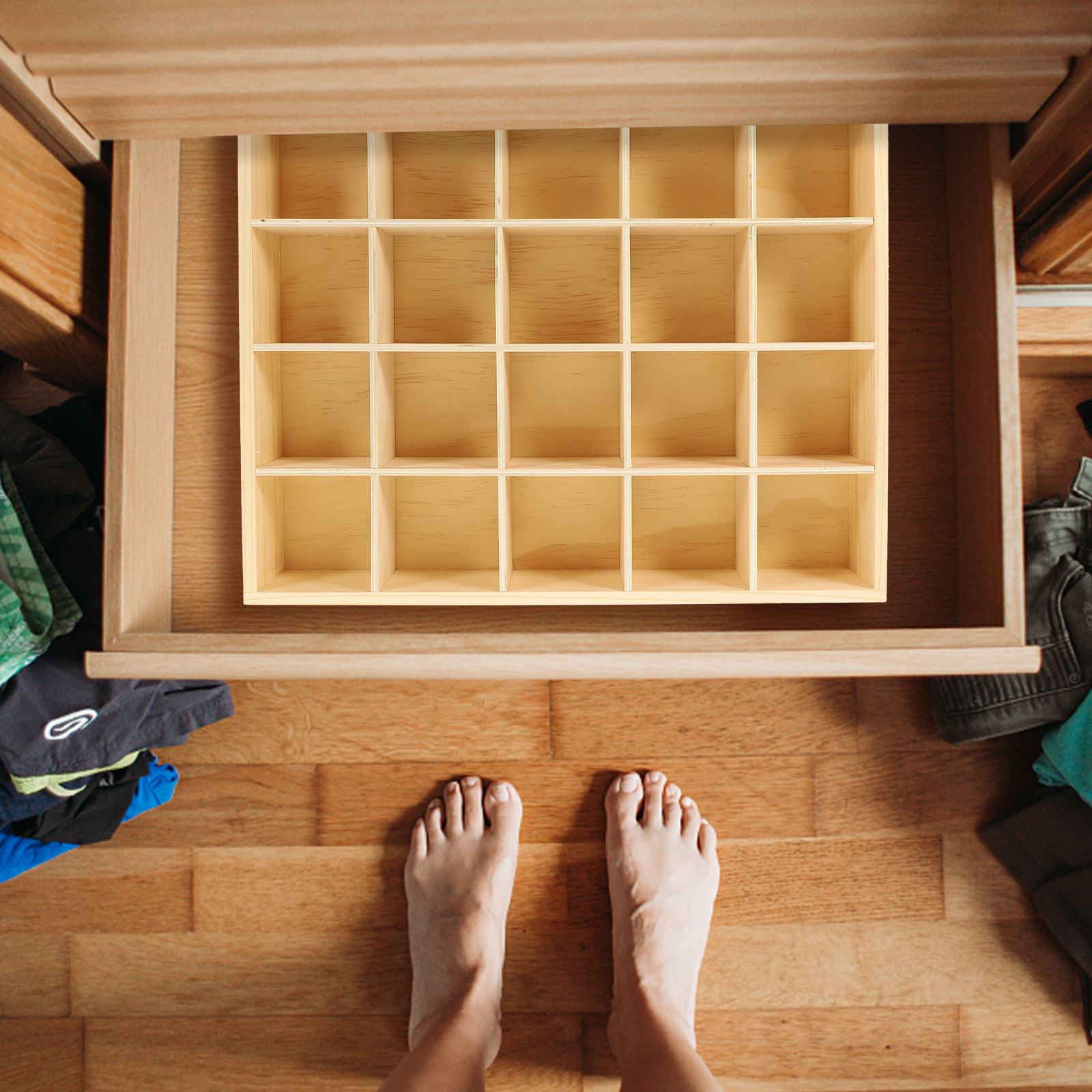 Organizadores de cajones para ropa interior, calcetín, sujetador, pantalón, bufanda, corbata, armario, cajón, organizador de almacenamiento, estuche de madera para ahorrar espacio, 1 ud.
