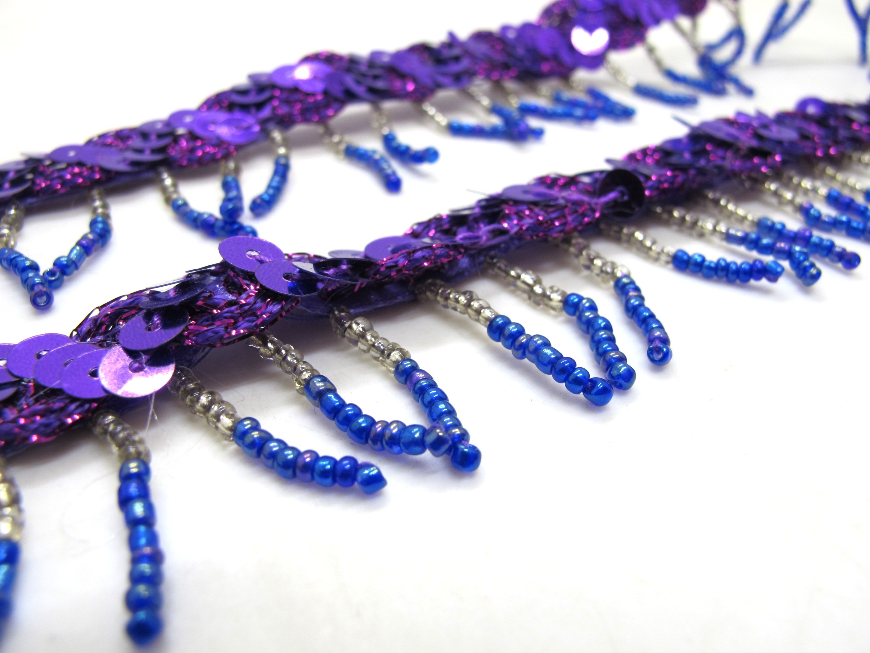 1 1/2 tommer lilla skinnende glitrende pailletter med perler frynser|pailletter flet frø perle trim|håndlavet lampeskærm dekorativt hjem
