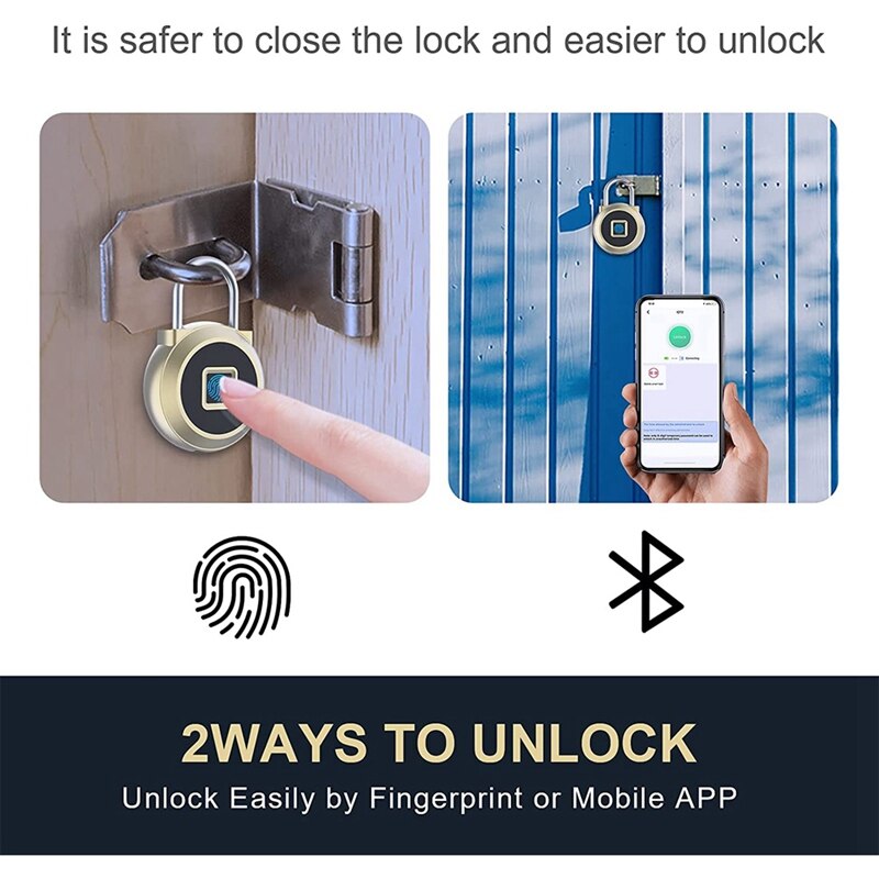 Lucchetto per impronte digitali, armadietto Bluetooth, APP Mobile, lucchetto intelligente con biometrico senza chiave, resistente all&#39;acqua, adatto