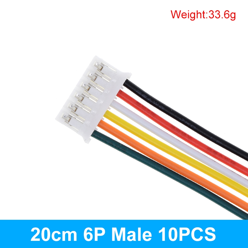 10PCS 5Pair Micro JST PH 2.0 2P 3P 4P 5P 6PIN Male Female Plug Connector With Wire Cables 20CM+20CM For Arduino MP3: 10PCS 20CM Male 6P