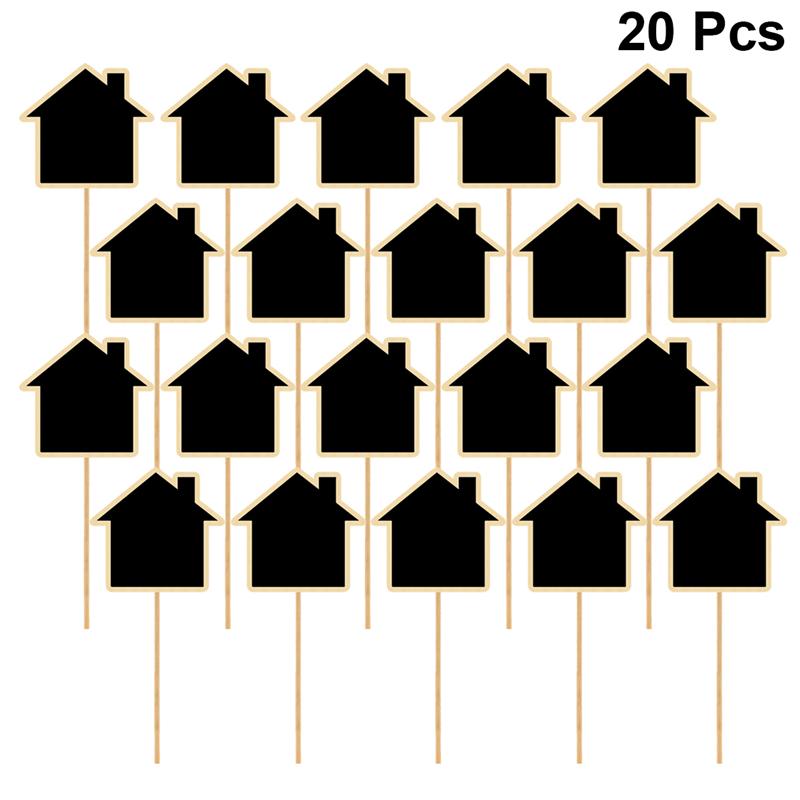 20 pièces tableau noir Toppers en bois tableau d'affichage tableau noir signes plantes de jardin étiquettes marqueurs de jardin étiquette: I