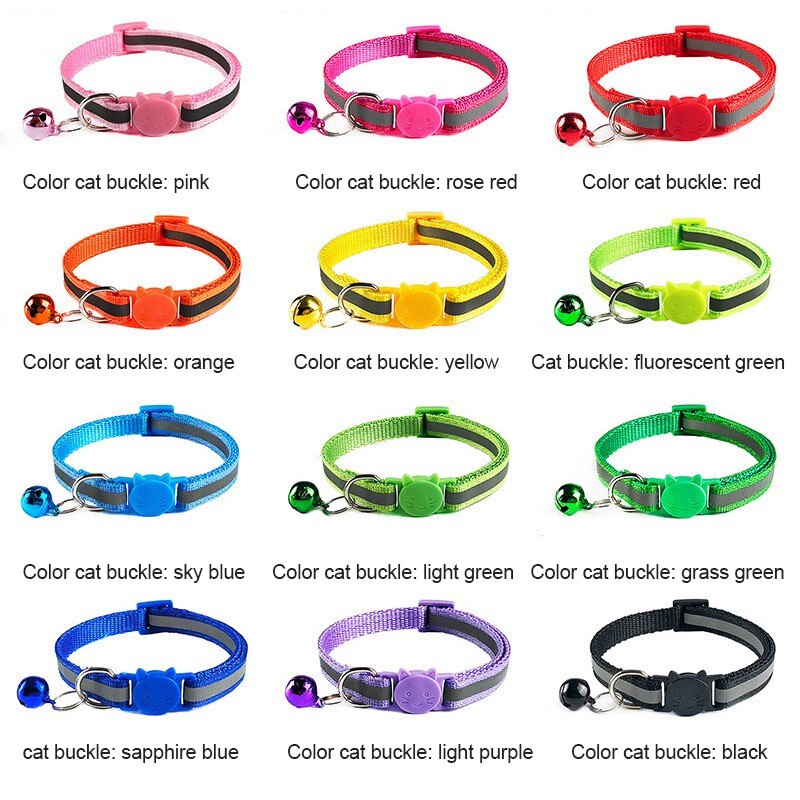 Collar de gato Breakaway con campana, collares reflectantes para gatos collares para mascotas de tamaño Ideal para gatos o perros