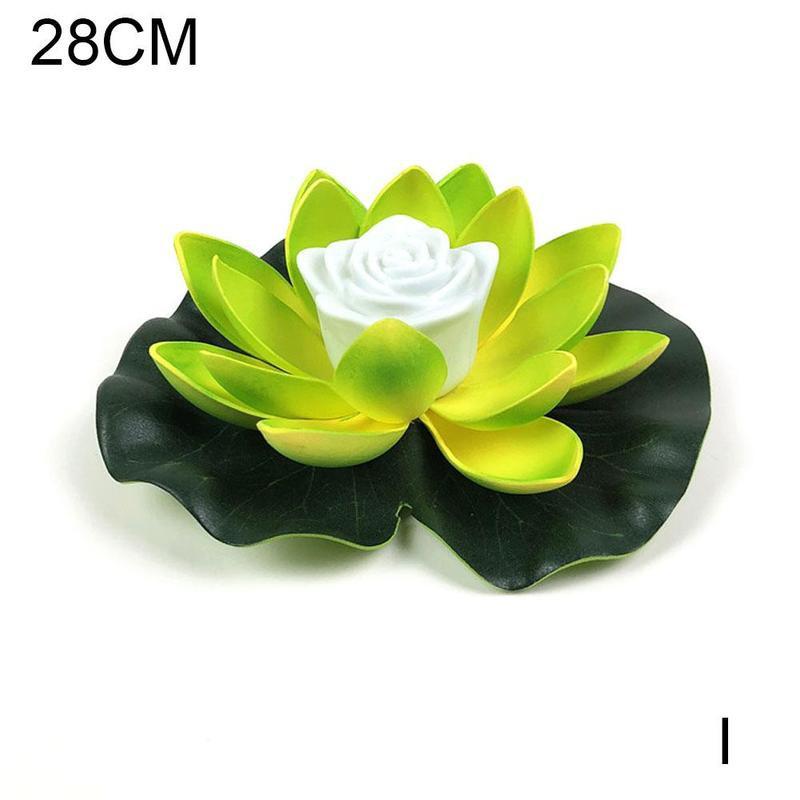 Flower Lamp LED Floating Flower Lamps Decor On Water Swimming Pool Garden Light Garden Tank Pond Decorations: green 28cm