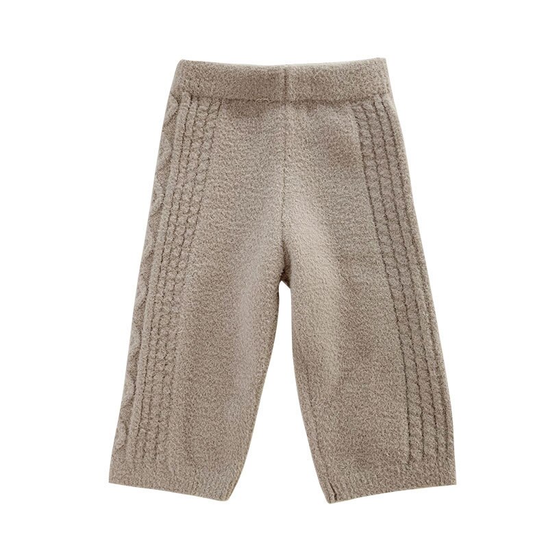 Tyttöjen housut talvella paksunnettu villa neulehousut pikkutyttöjen puuvillahousut: Harmaa / 9m