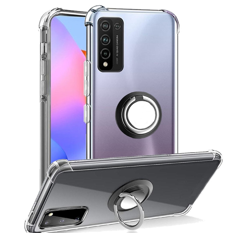 Ring Holder Case Covers On Honor 10X Lite Case Silicone Transparent Shockproof Phone Case Honor 10X Light 10 X Lait Bumper Cover