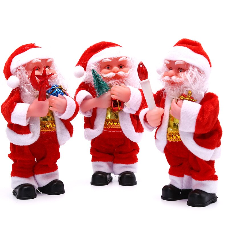 1Pc Kerstman 17Cm Elektrische Zingen Kerstman Speelgoed Pop Met Muziek Home Decor Kerstcadeaus