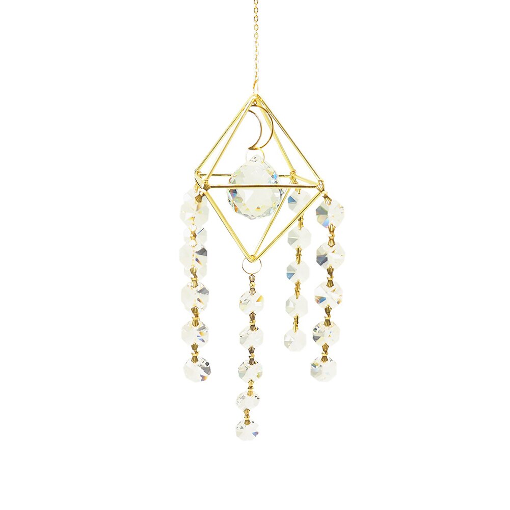 Crystal Windchimes Ster Maan Hanger Hexagon Prisma Zon Licht Catcher Tuin Venster Bruiloft Opknoping Home Decor Wind Chime: A