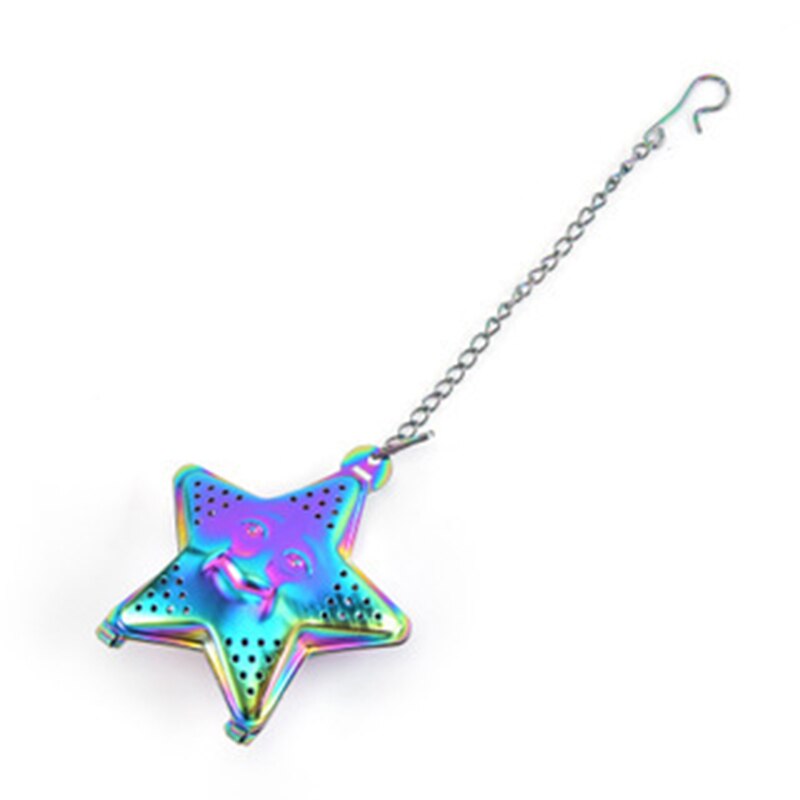 Star Shaped Tea Mesh Infuser Colorful Stainless Steel Tea Strainer Spice Filter For Kitchen Tools Accessories PAK5: Titanium color