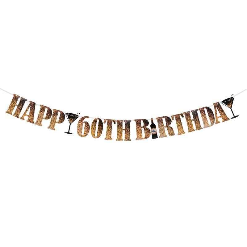 Guirnalda de papel para de cumpleaños de adultos, pancarta de color dorado y negro, de cumpleaños colgante para decoración, 18, 21, 30, 40 y 50 años: B07