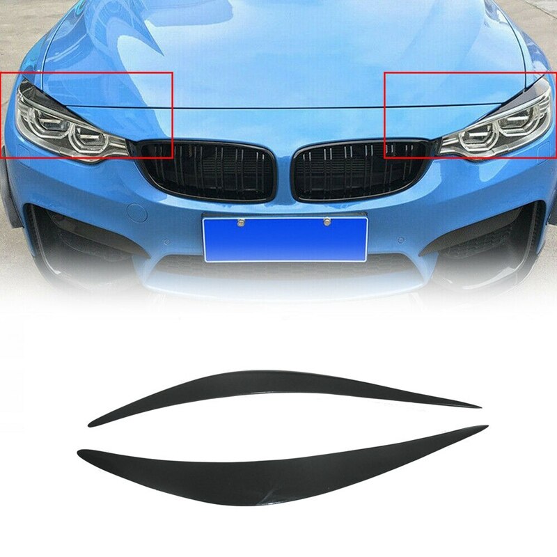 Auto Zwart Abs Koplampen Wenkbrauw Ooglid Sticker Cover Trim Voor-Bmw 4 Serie F80 M3 F82 F83 M4: Default Title