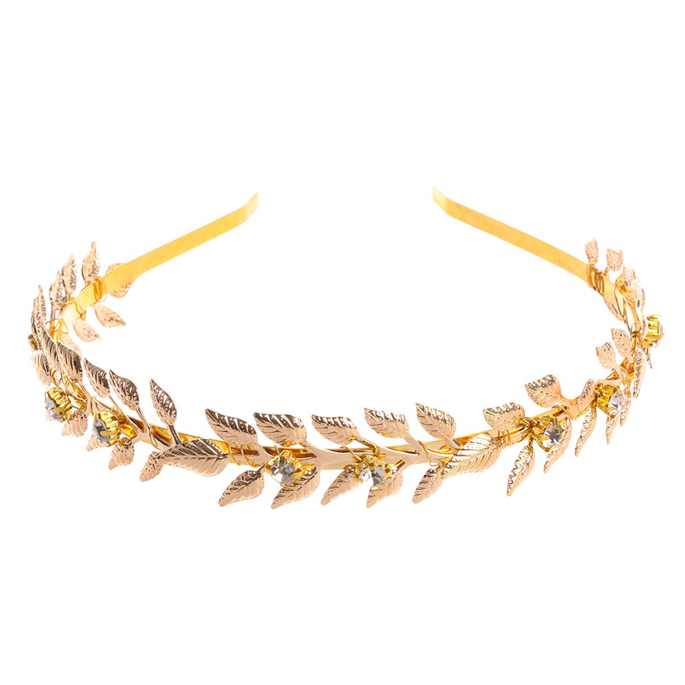 Vintage Hårbøjle Guld Blade Krans Bryllup Brude Tilbehør Hårbånd Kvinder Retro Krone Smykke Tiara: 9