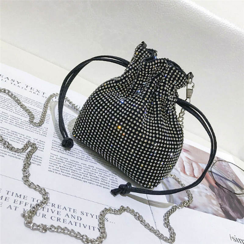 Shinny Rhinestone Decor Mini Handbag Chain Shoulder Bag Crossbody Bag For Women: A1