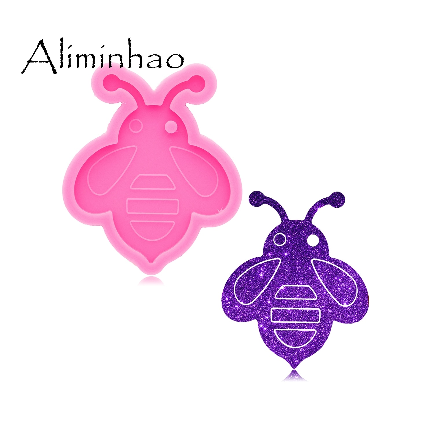 Moule d&#39;abeille en résine Super brillante DY0673, en époxy, artisanal, porte-clés, moules coccinelle en argile polymère: DY0673 Pink