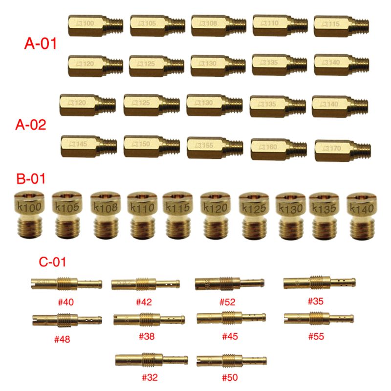 10pcs Main Jet For PWK Keihin OKO CVK Mikuni KOSO Motorcycle Carburetor Vice Injectors Nozzle Size 100-140/120-170/32-55