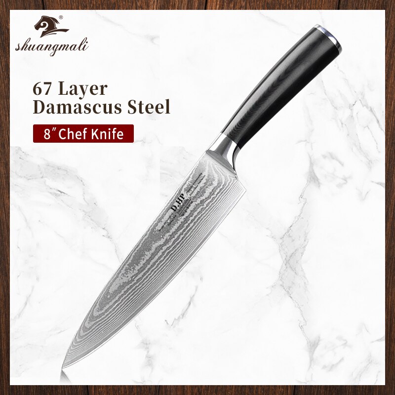 8 tommer kokkekniv japansk 67- lags damaskus stålkløver kokkeknive skarp husmandsmad skære kød grøntsagskniv