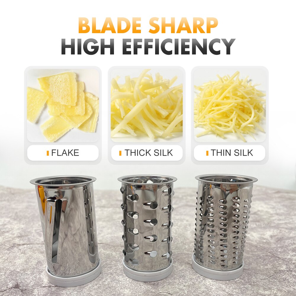 Stainless Steel Rotary Cheese Grater Gadgets for Kitchen Cheese Slicer Machine Wire Oiler for Butter Box Dish Chocolate Shredder
