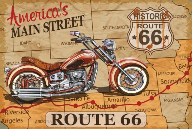 Amerikaanse Route 66 Classic Motor 419965989