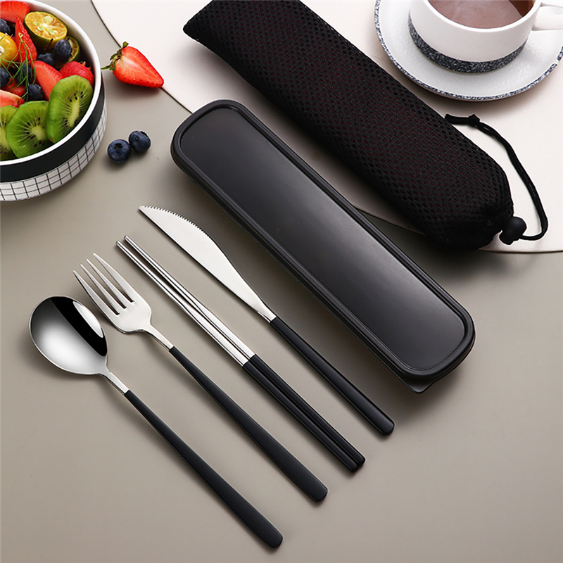 Titanium Utility Bestekset Extra Sterk Ultra Lichtgewicht (Ti), 3/4/5 Stuk Stro Eetstokjes Mes Vork Lepelset voor Thuisgebruik/Reizen/Camping Bestekset in Koffer (5-Piece Cutlery Set Standard