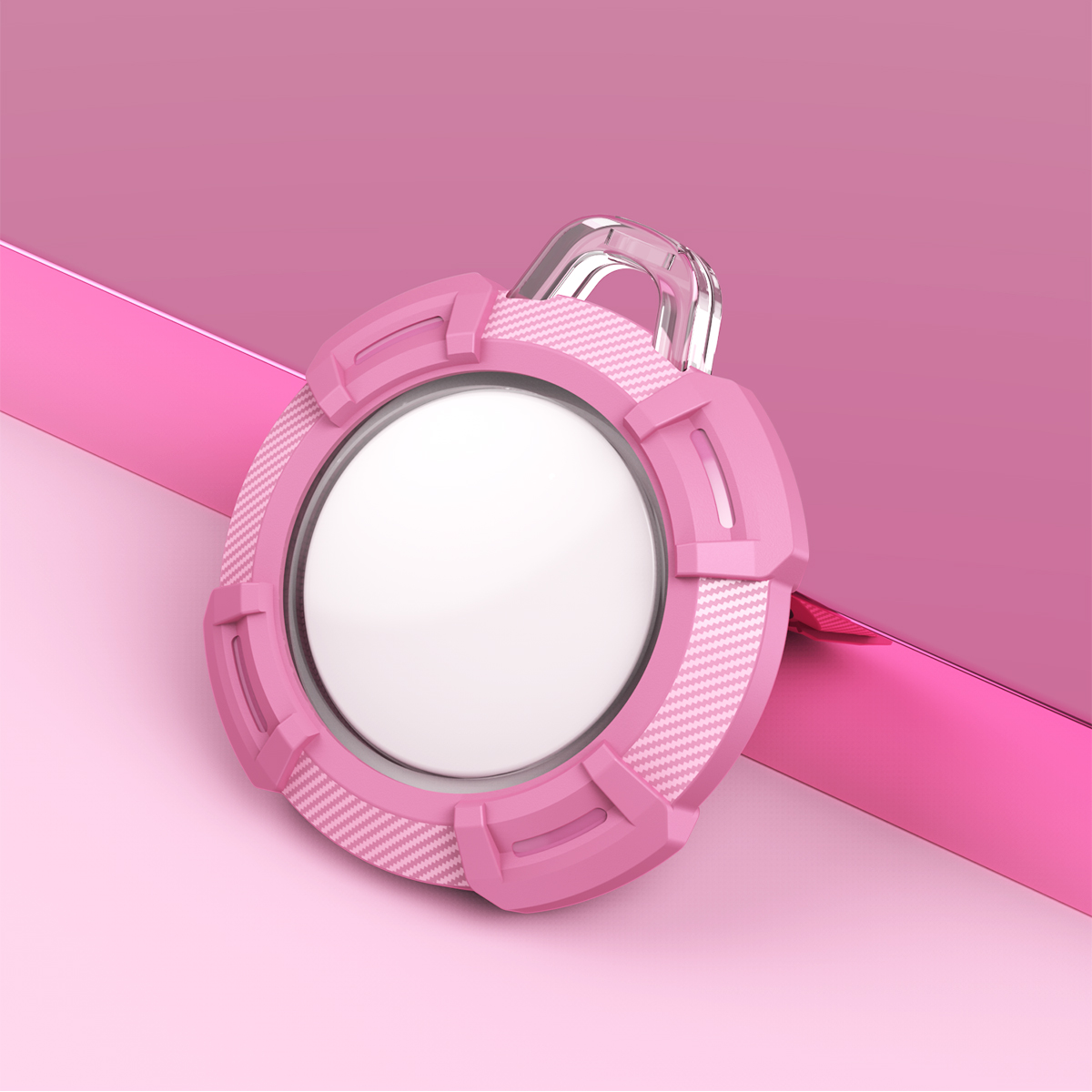 360 ° copertura protettiva di protezione completa per Apple AirTag custodia paraurti antiurto in Silicone in fibra di carbonio per AirTag fibbia anti-perso: Colore rosa