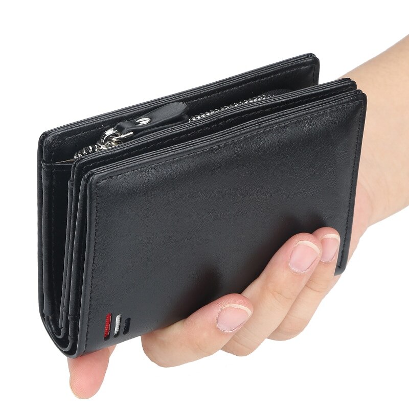 Men Wallets Minimalist Luxury Card Holder Purse Multifunction Leather Wallet For Male Zipper Wallet With Coin Pocket