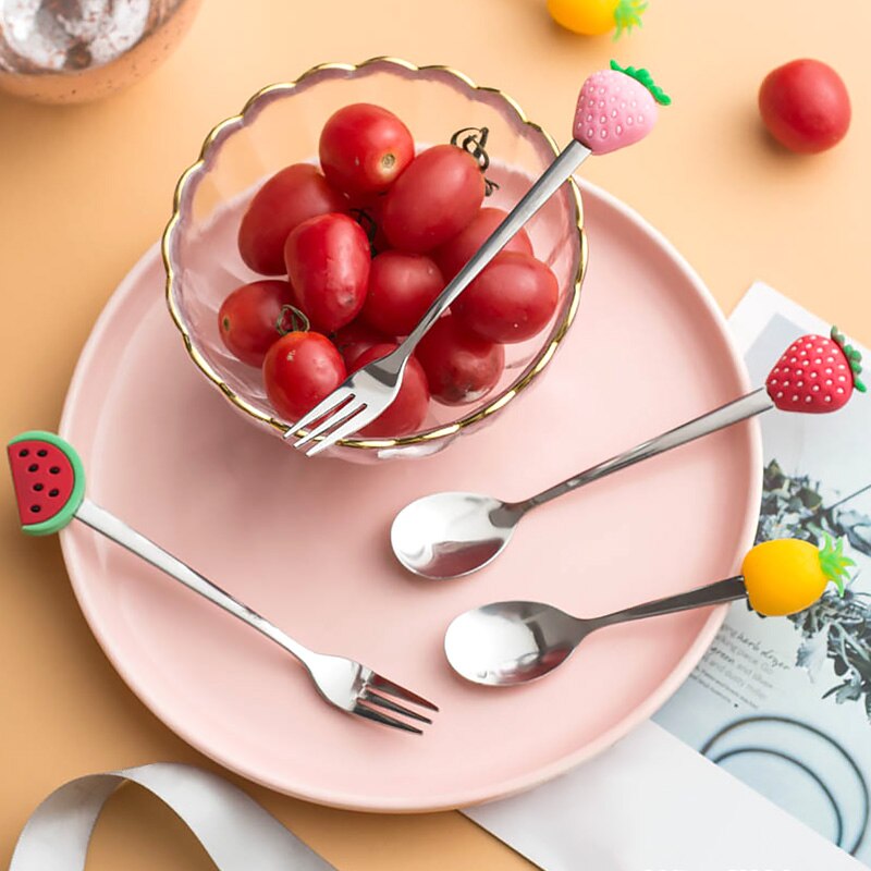 Rvs Leuke Dessert Vork Fruit Type Lepel Theelepels Koffielepels Ijs Milkshake Servies Keuken Thuis Leveringen