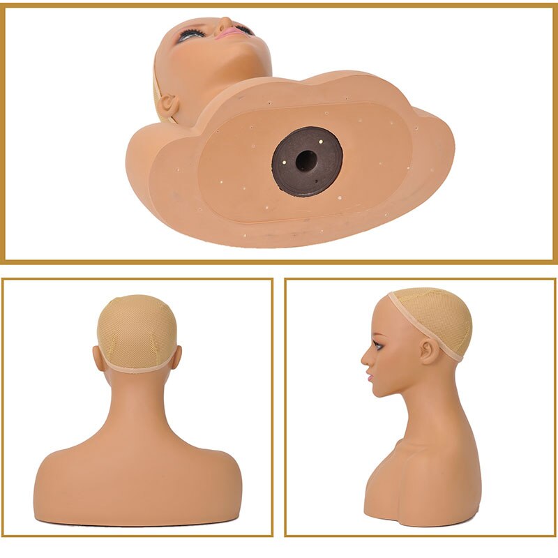 Realistic Female PVC Mannequin Head Display Hat Glasses Diamond Necklace Women Wig Model head DL487