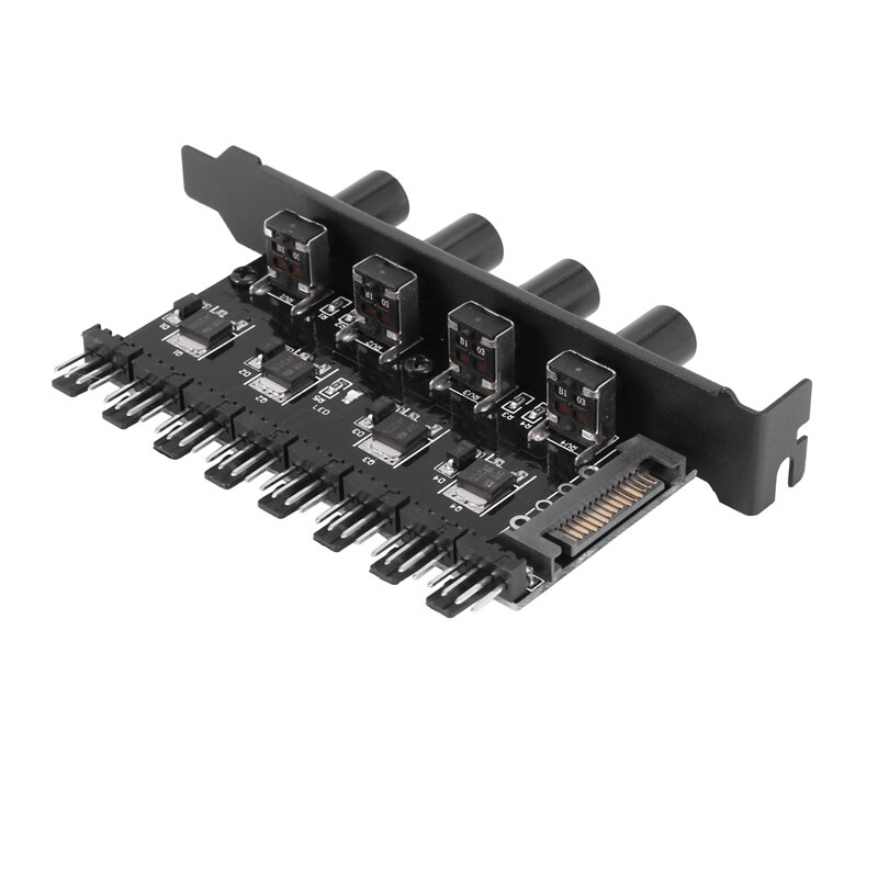 2X Pc 8 Channels Fan Hub 4 Knob Cooling Fan Speed For Cpu Case Hdd Vga Pwm Fan Pci Bracket Power By 12V Fan Control