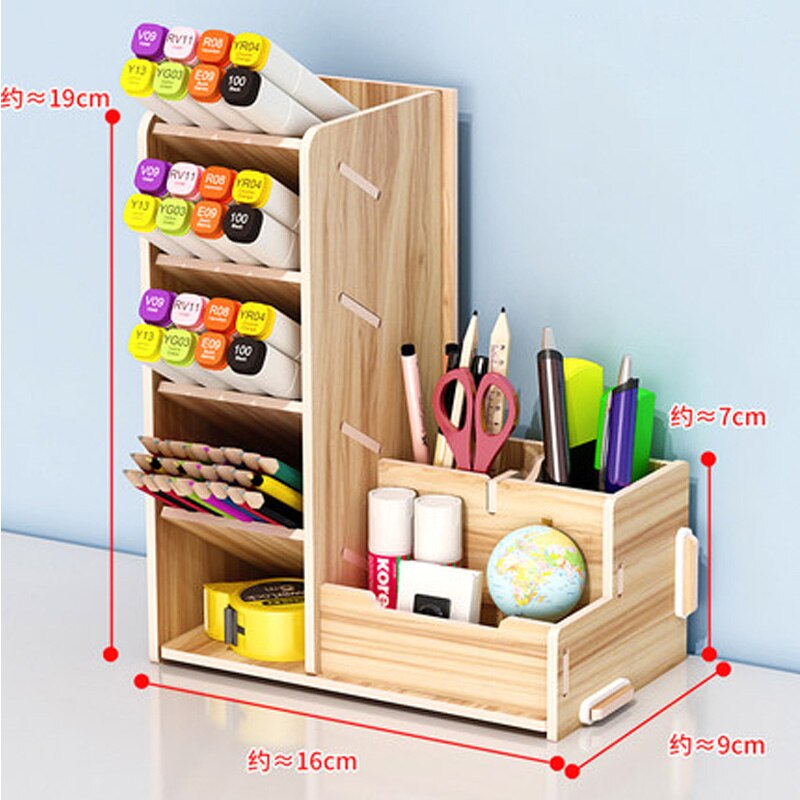 Houten Kleur Bureau Organizer DIY Document Archiefkast Multifunctionele Bureau Accessoires Opslag Tijdschrift Boek Bureau Plank: E-brown