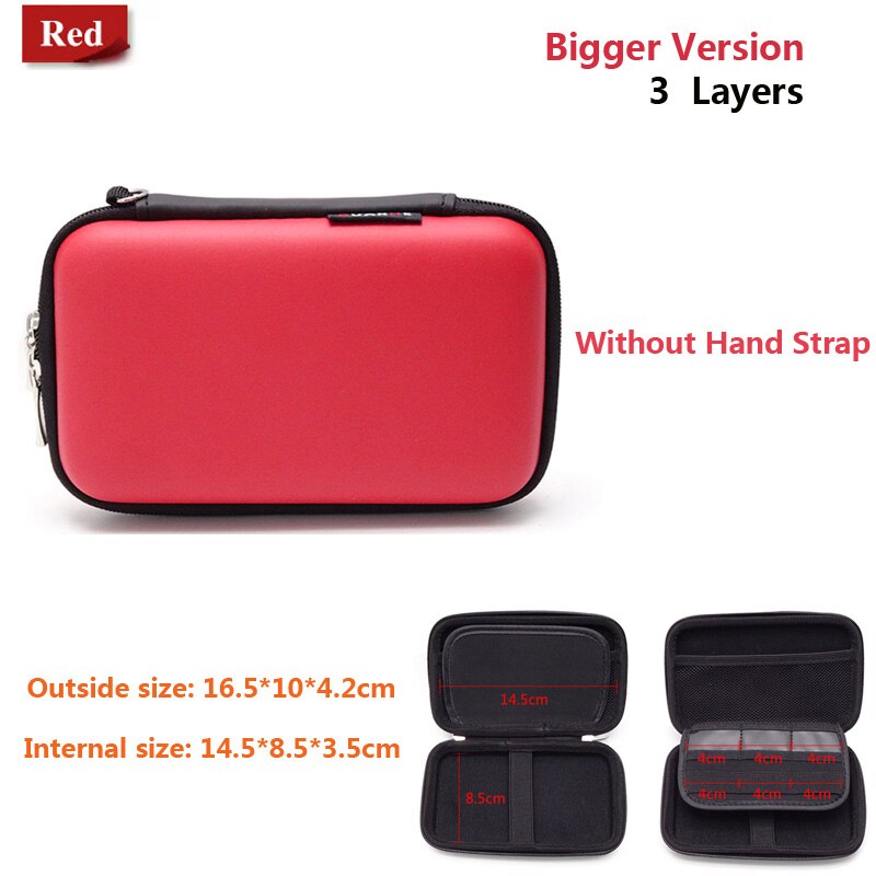 Portable HDD bag TF/SD card Storage Bag for External 2.5" Hard Disk case/Earphone/U Disk/Power Bank case bag USB Cable bag: Red-Bigger