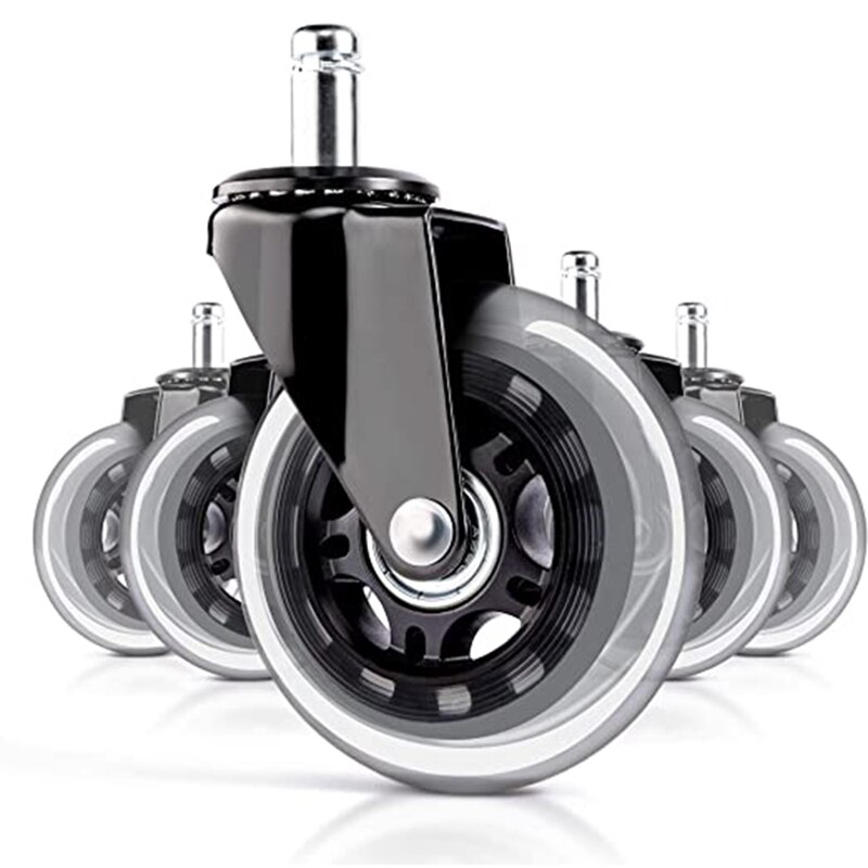 Office Chair Casters 5-Piece Set Replacement Rubber Chair Casters for Hardwood Floors and Carpets,Quietly-Universal Fit: Default Title