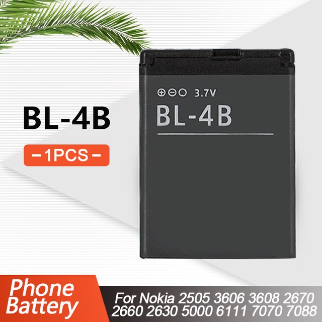1-5PCS 700mAh BL-4B BL4B BL 4B Replacement Phone Battery For Nokia 2630 2670 2505 3606 7500 6111 7370 7373 7070 5000 N75 N76: 1PCS
