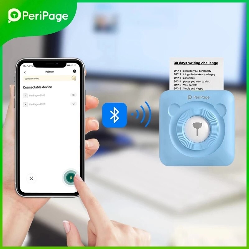 PeriPage – Mini-imprimante thermique Portable pour photos et reçus, 203dpi, Bluetooth sans fil, A6