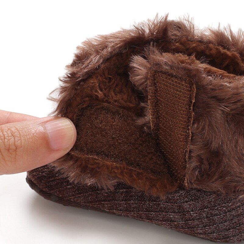 Toddler Baby Warm Winter First Walker Knitting Pompom Boots Solid Prewalker Anti-Slip Cotton Boots Children Crawling Shoes