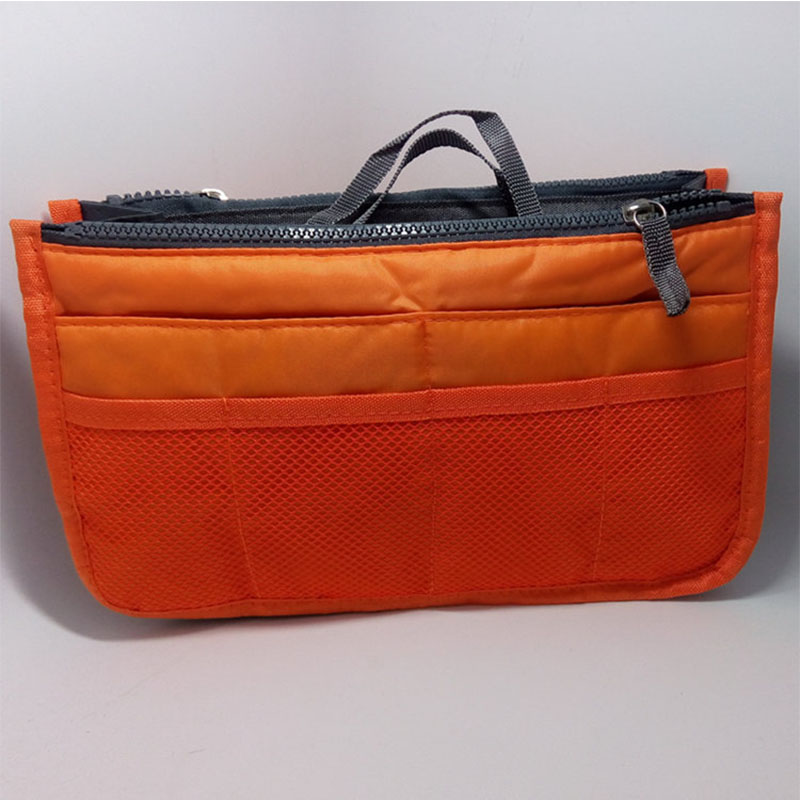 Travel Organizer Insert Bag Women Nylon Organizer Handbag Purse Large Lady Makeup Cosmetic Bag Female Wash Bag: Orange