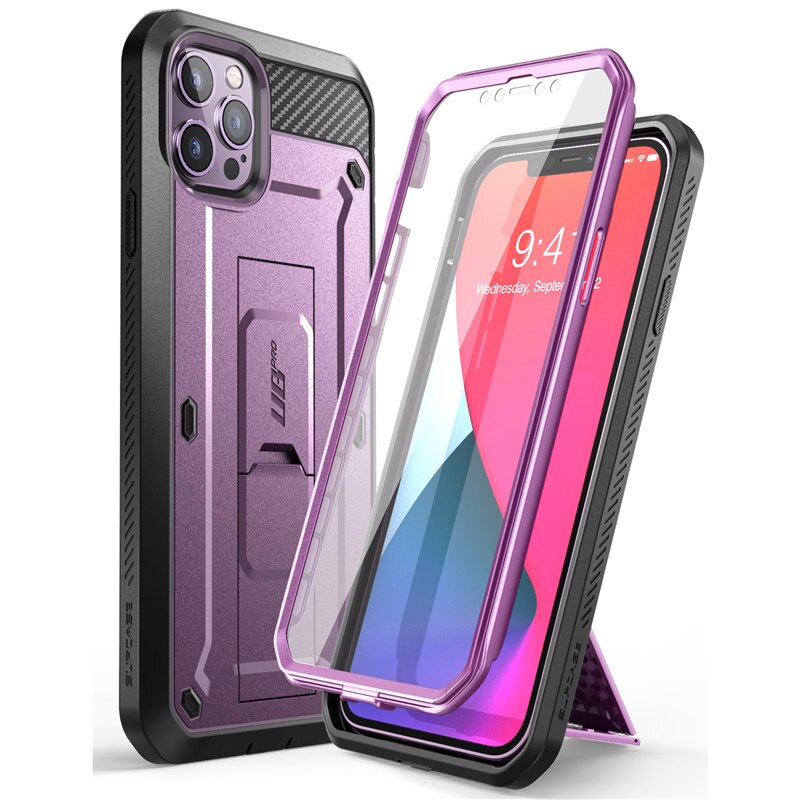 For iPhone 12 Pro Max Case 6.7" (2020) SUPCASE UB Pro Full-Body Rugged Holster Cover with Built-in Screen Protector & Kickstand: Purple