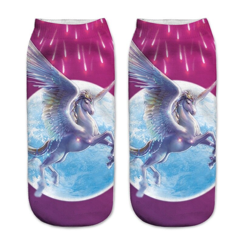 Impression 3D licorne femmes chaussettes printemps été filles chaussettes courtes adulte femme enceinte cheville chaussettes Sokken Meias: color14