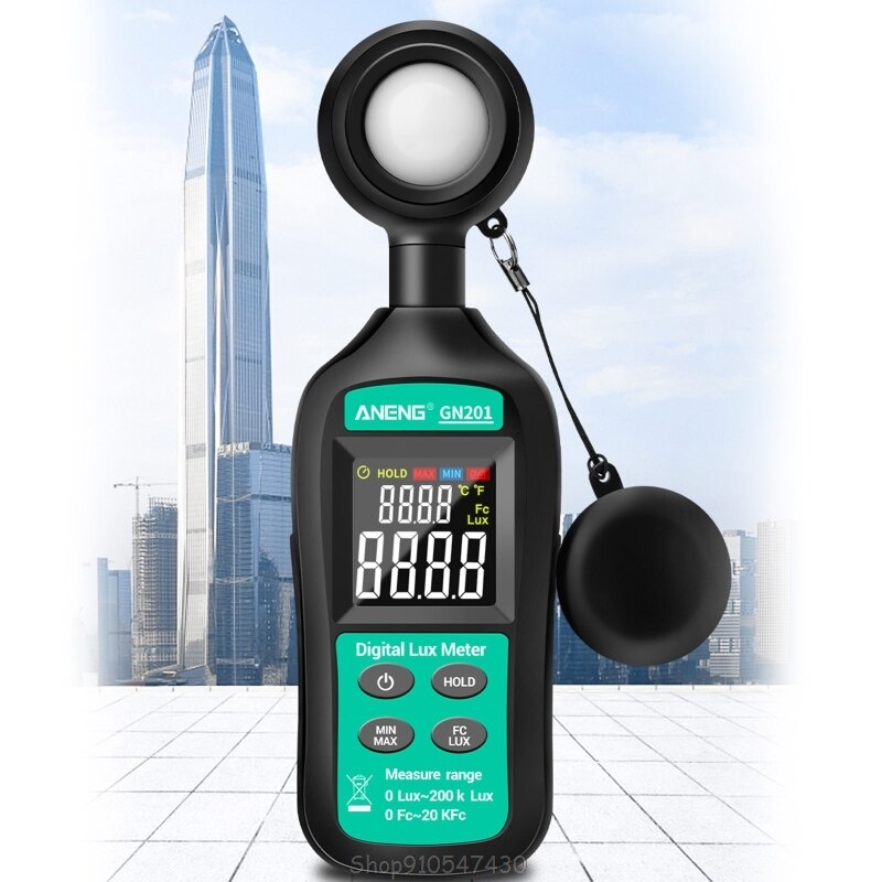 LX1330B Illuminance Gauge LCD Display Digital Lux Meter 0.1 to 200,000Lux Photometers Handheld Brightness Detectors Ambient Measuring Instruments