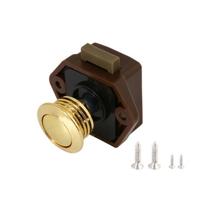 Loquet de porte de placard en Aluminium avec bouton-poussoir, pour caravane, Van, bateau, camping-car, pour meubles: brown 2