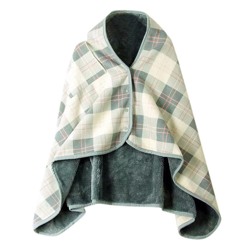 Plaid warm flanel + polar fleece deken kantoor benen knie gooi lui Wrap shawl wearable dikke deken met knop # wqy516