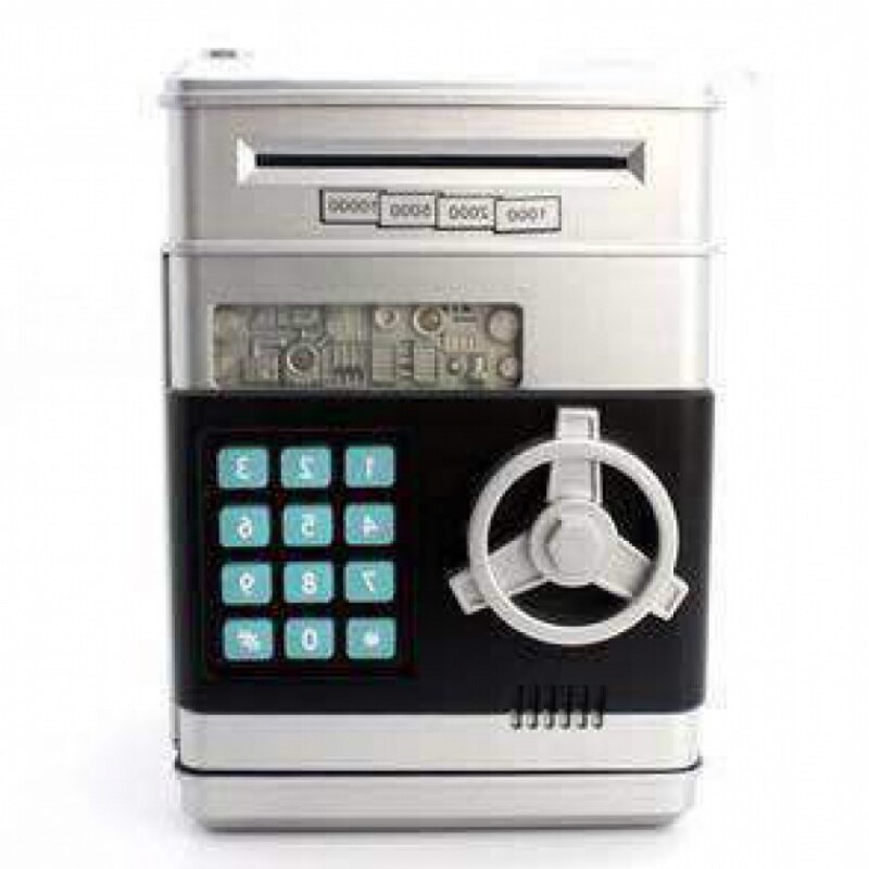 Intelligenkreativ adgangskode sikker sparegris automatisk sparegris sikker pengeautomat maskine børn legetøjmini sikker automatisk fødselsdag: Hvid