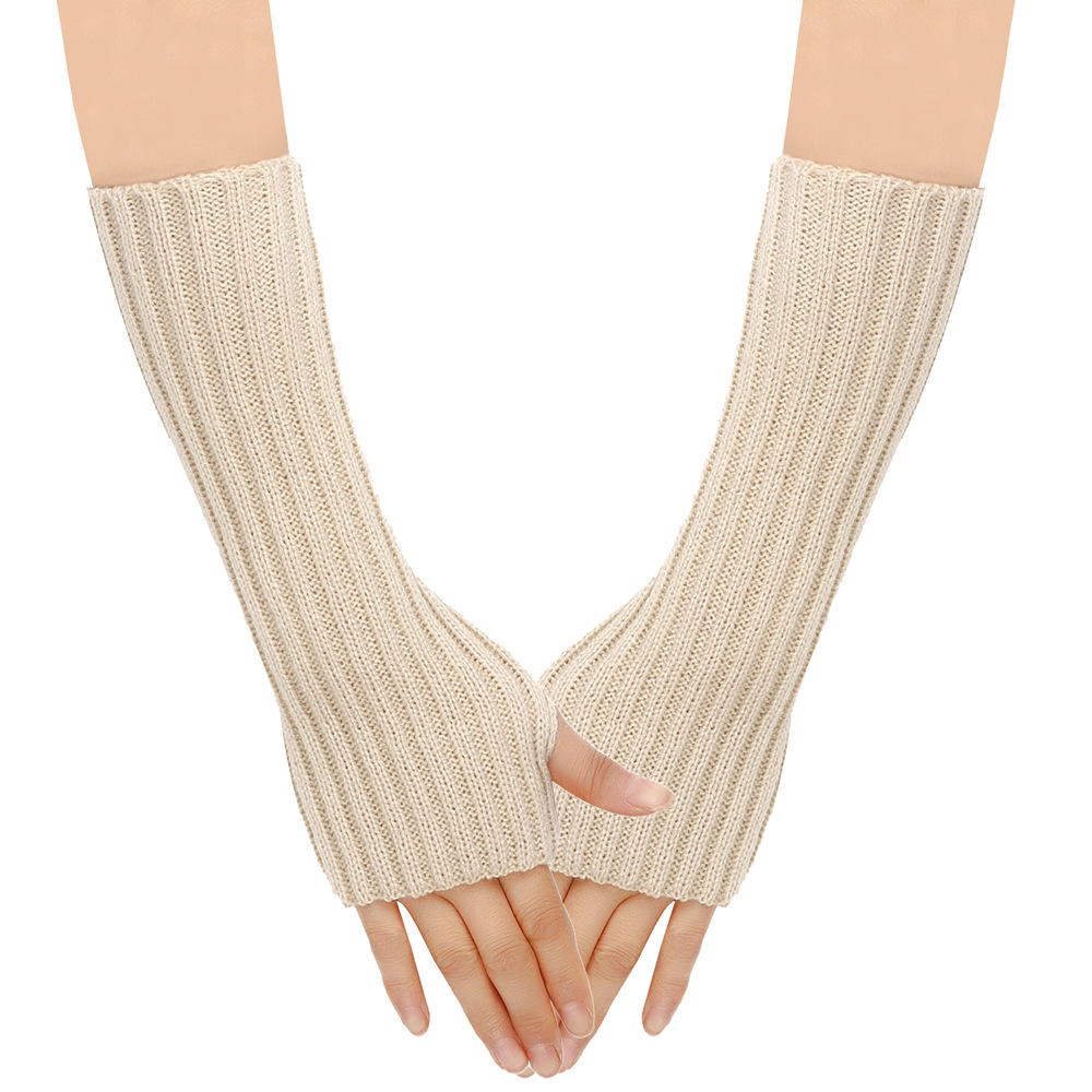 Arm Warmers Autumn Winter Cuffs Hand Sleeves Long Wool Gloves Men Women Knit Sleeves Warm Elastic Lady Sexy: Navy Blue