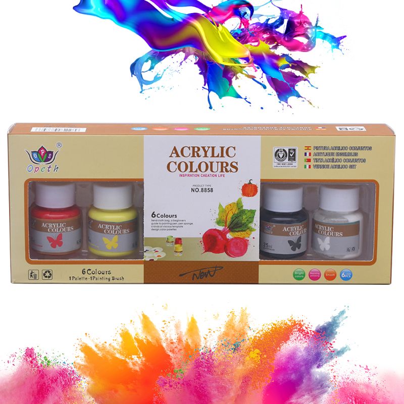 6 x 25ml tunge kropsfarver rige pigmenter akrylmaling sæt til maling af håndværk