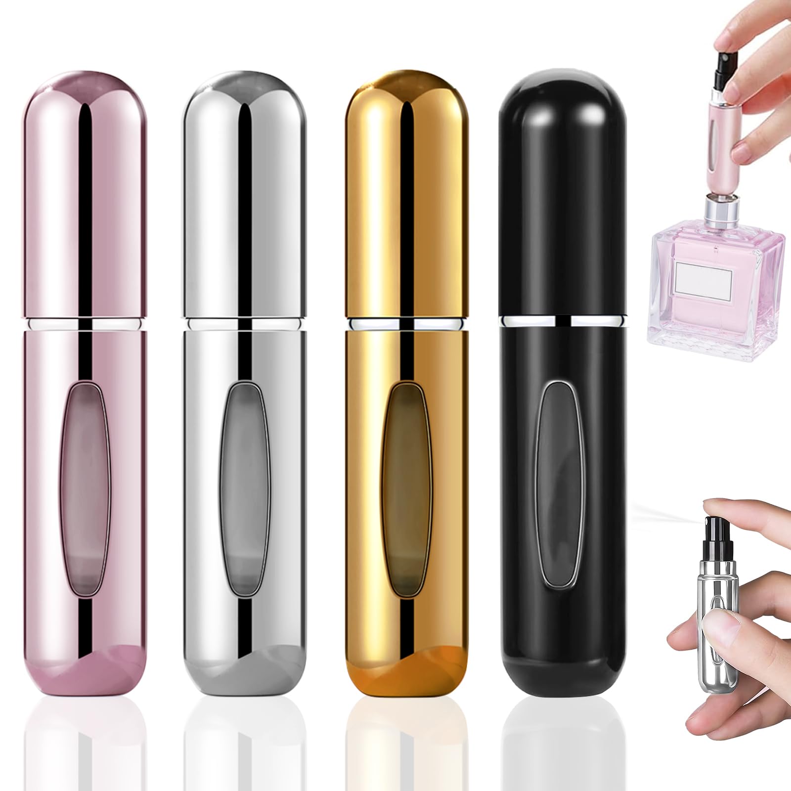 4Pcs Pocket Perfume Dispenser - Travel Perfume Bottle Refillable 5ml Spray Bottle - Perfume Travel Refillable Leak Proof: Orange