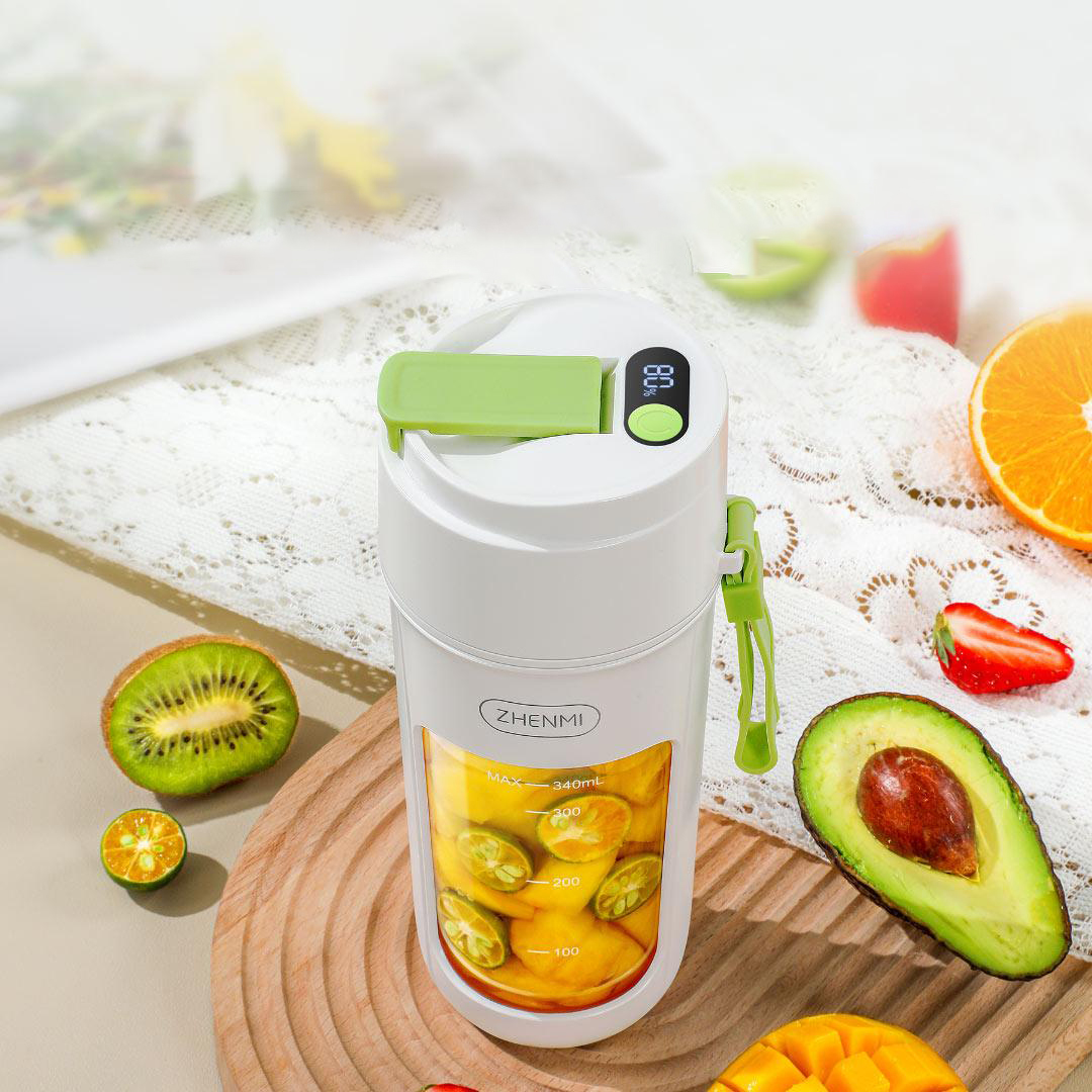 Zhenmi Portable Crushed Ice Juicer J5Pro Digital Display 340ML Electric Mini Blender 10-blade Fruit Vegetables Mixer Type-C