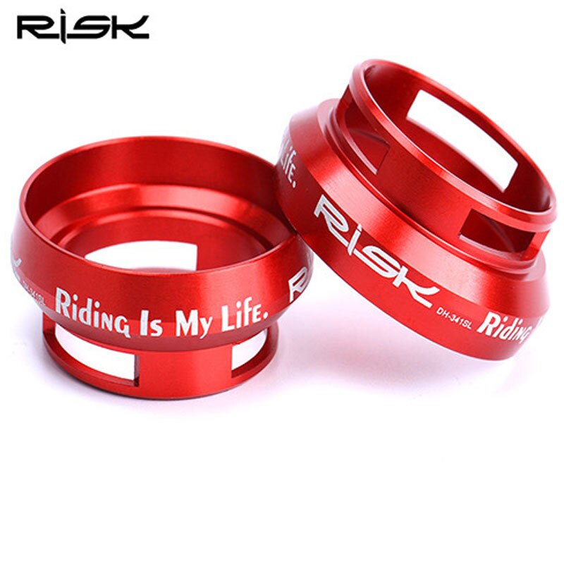 RISK 1-1/8" Ultralight MTB Mountain Bike Headset 34mm Aluminum+Titanium Alloy 7075 CNC Bicycle Cycling Hollow Headset Black/ Red
