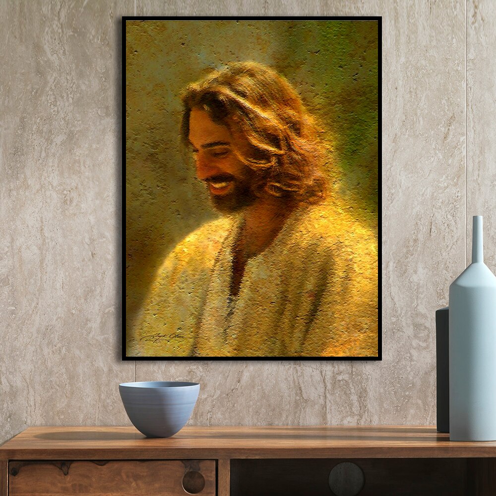 Kodin sisustus kangasmaalaus muotokuva kangasmaalaus jumala jeesus christ kuva olohuoneeseen makuuhuoneeseen: Harmaa / 60 x 80cm ilman kehystä