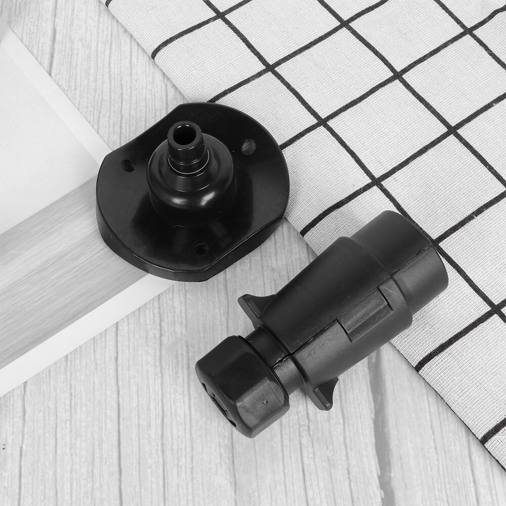 Round Hole Trailer Plug 7-Way Boat Truck Trailer Connector Plug Socket Bracket Set Kit Truck Trailer Connector