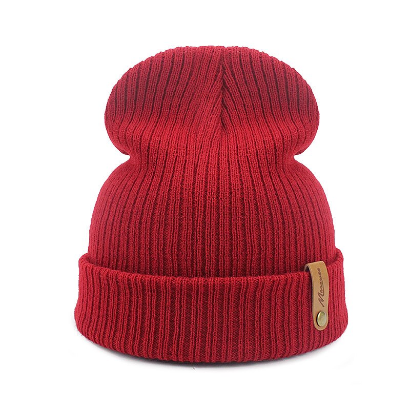 Frauen Männer Häkeln Mütze Hütte Weiche Warme Kappe Herbst Winter Weibliche unisex Erwachsene Gestrickte Einfarbig Grün Schwarz lässig Skullies Hütte: rot